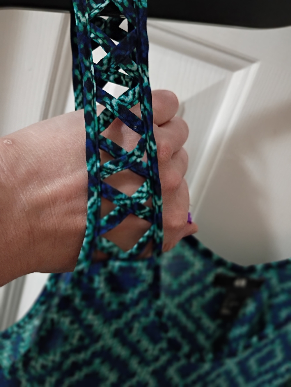 H&M Blue Teal Patterned Sleeveless Top
